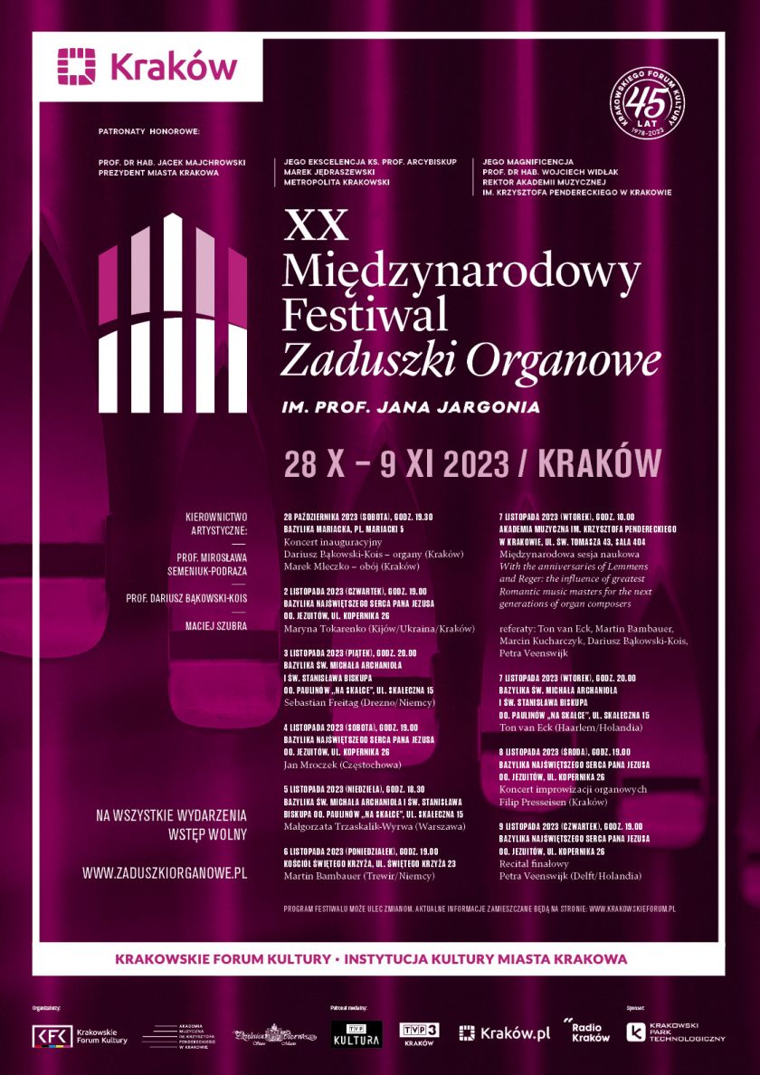 XX Międzynarodowy Festiwal Zaduszki Organowe im. Prof. Jana Jargonia