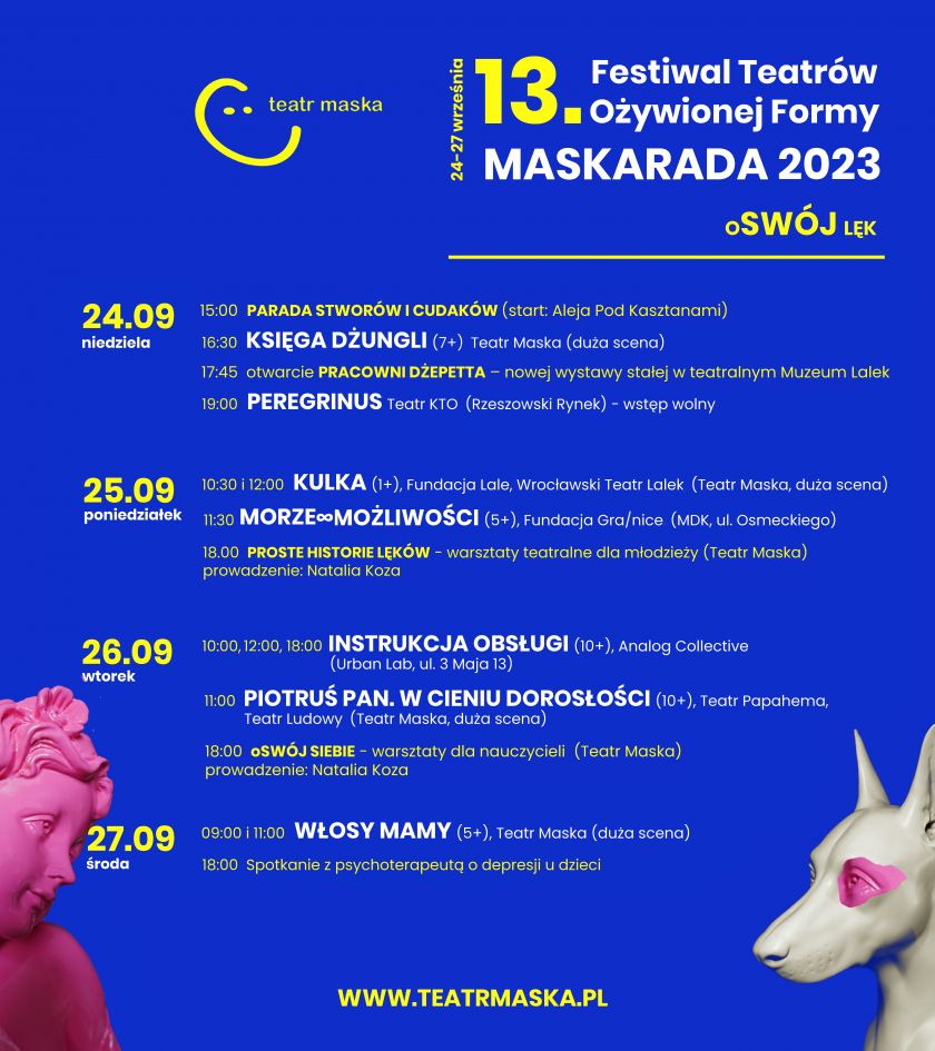 13. Międzynarodowy Festiwal Teatrów Ożywionej Formy MASKARADA, repertuar 