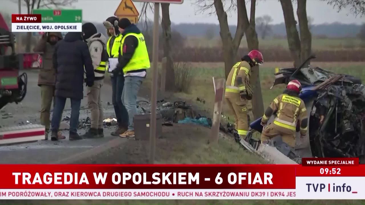 Sześć osób zginęło w środę rano na skrzyżowaniu dróg krajowych w Zielęcicach