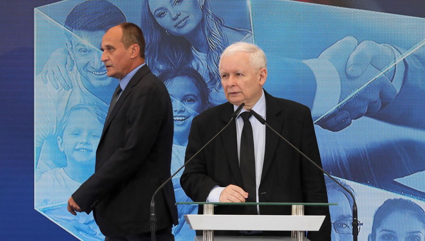 Prezes PiS Jarosław Kaczyński oraz lider Kukiz'15 Paweł Kukiz (fot. PAP/Paweł Supernak)