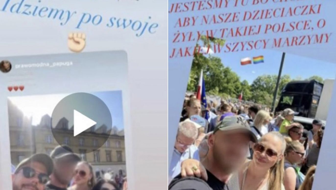 Paweł K. wraz z żoną relacjonowali swój udział w marszu PO w stolicy (fot. Instagram)