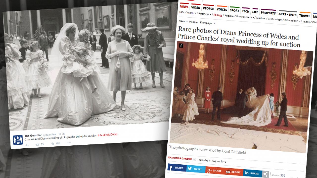 Zdjęcia zrobiono kilka chwil po ślubie księżnej Diany i księcia Karola (fot. RR Auction/Twitter)