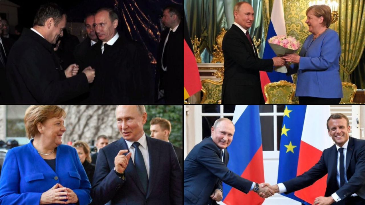 Zdjęcia unijnych liderów z Władimirem Putinem (fot. Twitter/ ecrgroup)