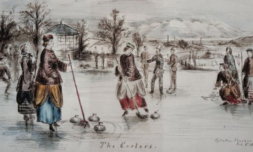 Curlingowy mecz w Eglinton Castle, Ayrshire, Szkocja w 1860. Fot. Wikimedia
