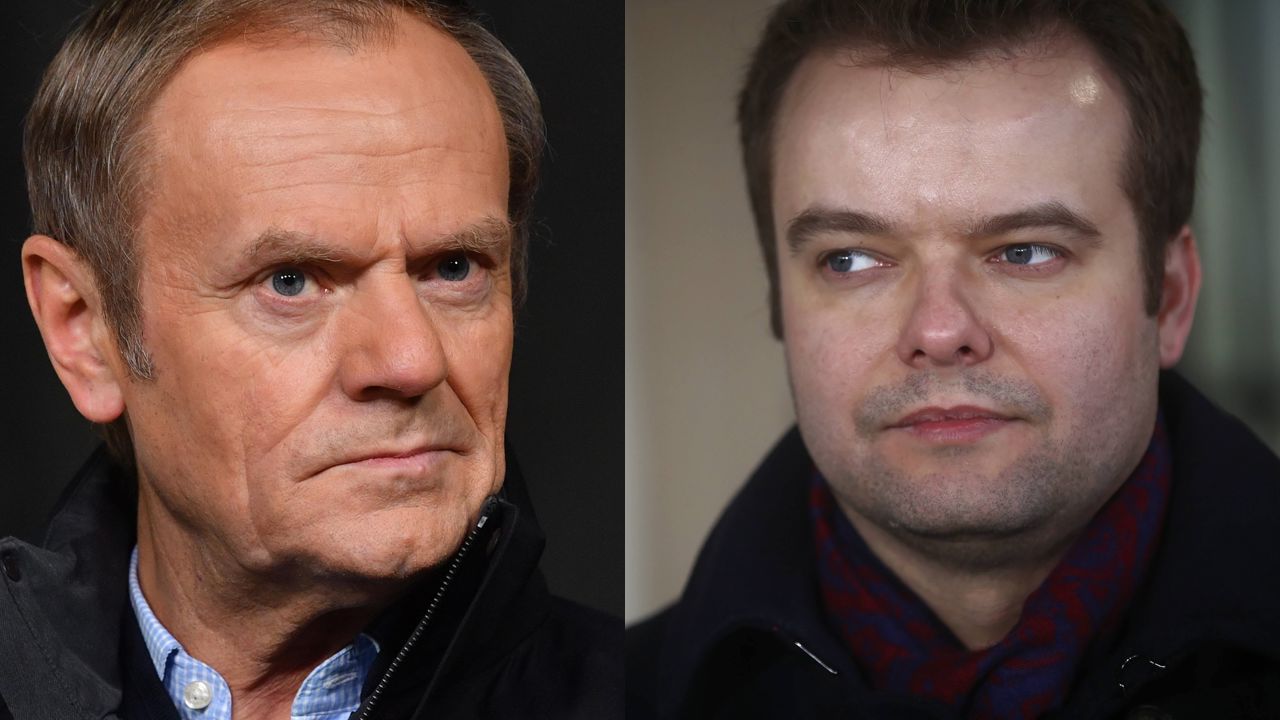Donald Tusk i Rafał Bochenek (fot. PAP/Łukasz Gągulski, Radek Pietruszka)