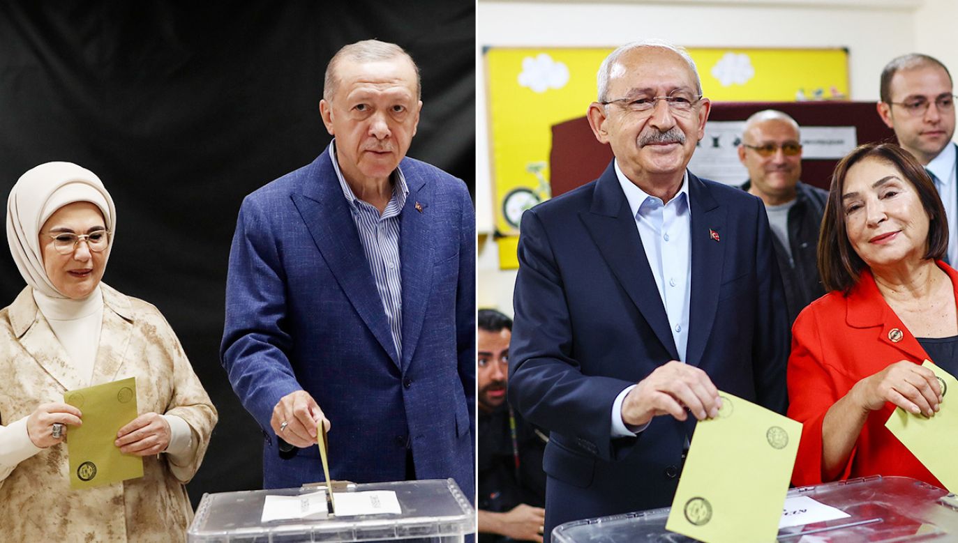 Recep Tayyip Erdogan (z lewej) oraz wspierany przez większość opozycji Kemal Kilicdaroglu (fot. PAP/EPA/MURAD SEZER / POOL; PAP/EPA/SEDAT SUNA)