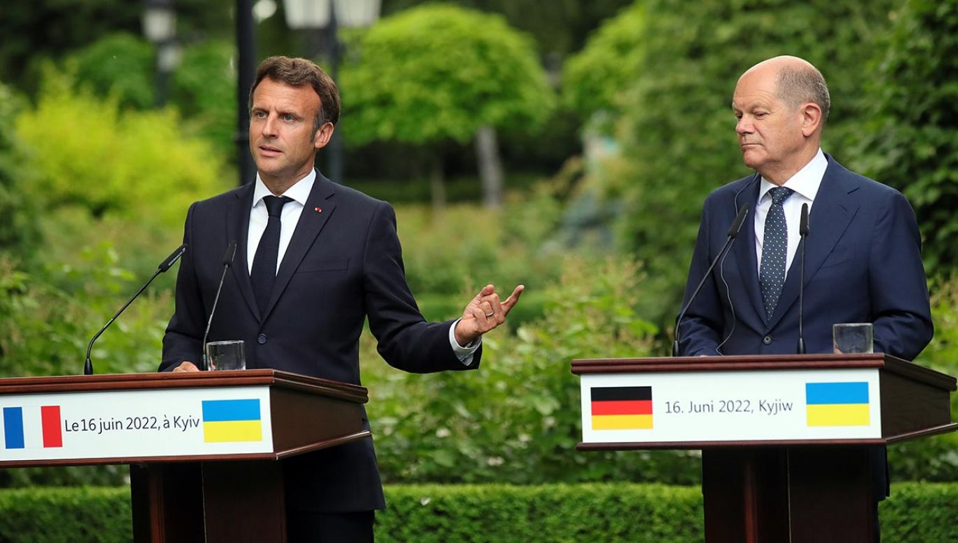 Emmanuel Macron i Olaf Scholz (fot. Pavlo Bagmut/Ukrinform/Future Publishing via Getty Images)