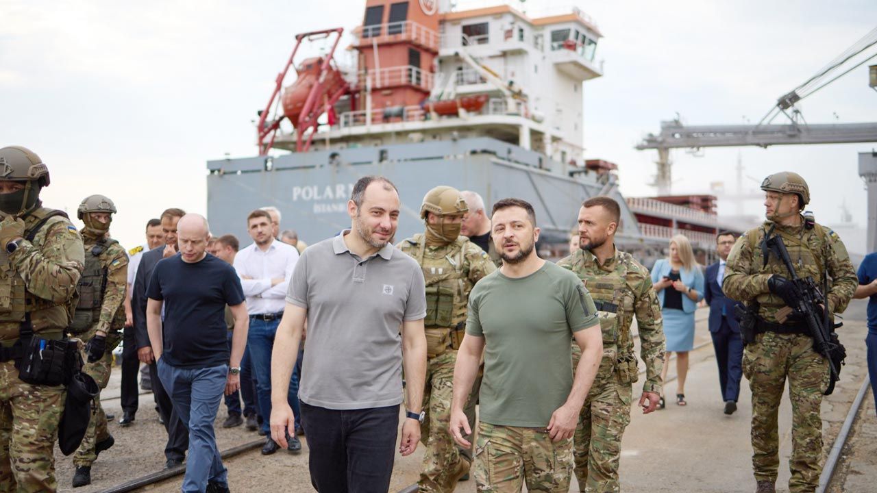 Wołodymyr Zełenski odwiedził port w Czarnomorsku (fot. FB/Володимир Зеленський)