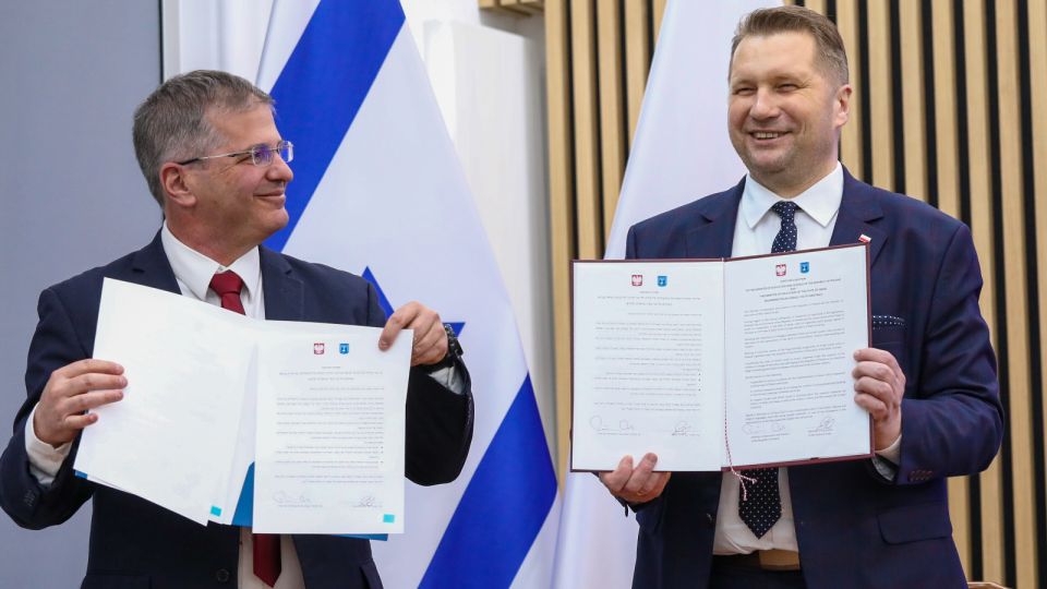 Ministrowie edukacji Polski i Izraela podpisują deklarację w sprawie wyjazdów młodzieży