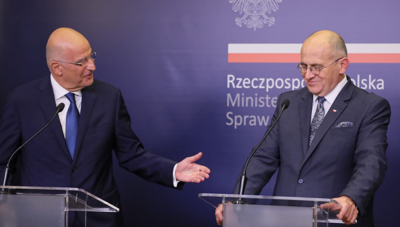 Prof. Zbigniew Rau i Nikos Dendias spotkali się w Warszawie (fot. PAP/Paweł Supernak)
