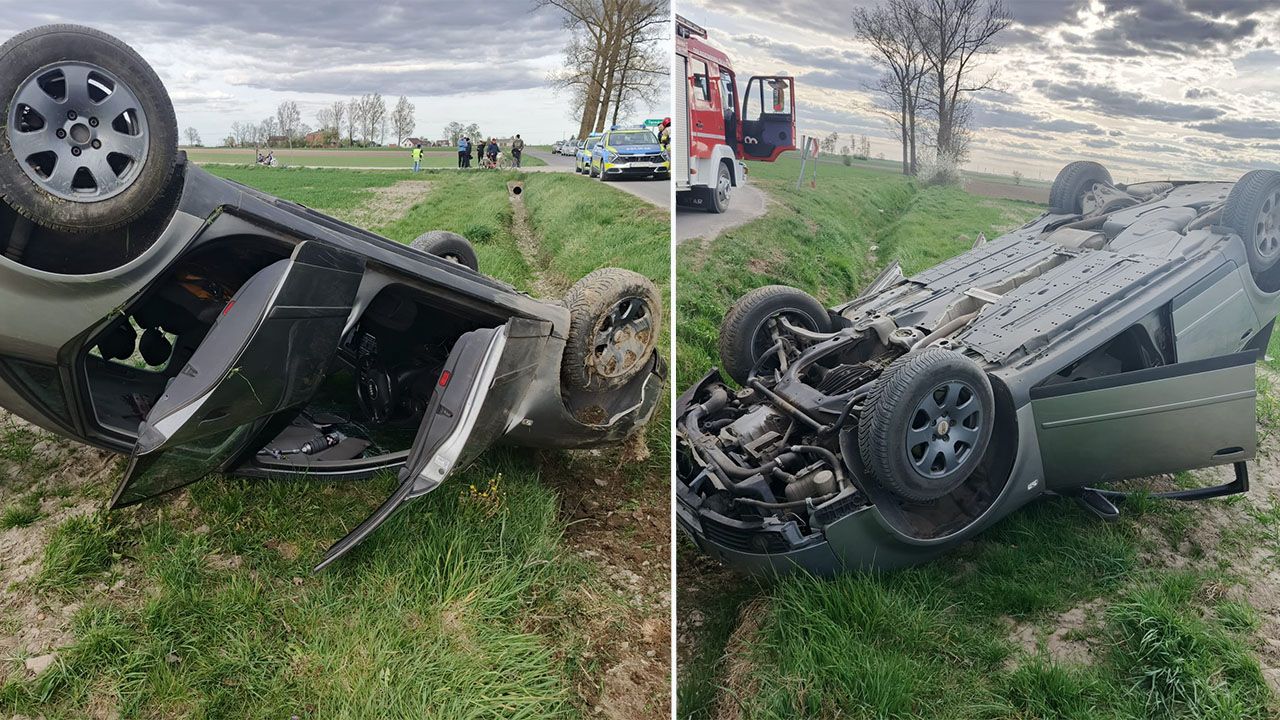 Audi na dachu. Kierowca ze śmiertelnym stężeniem promili