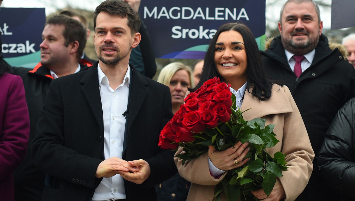 Liderzy Ruchu Społecznego: Michał Kołodziejczak i Magdalena Sroka (fot. Adam Chełstowski / Forum)